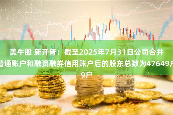 美牛股 新开普：截至2025年7月31日公司合并普通账户和融资融券信用账户后的股东总数为47649户