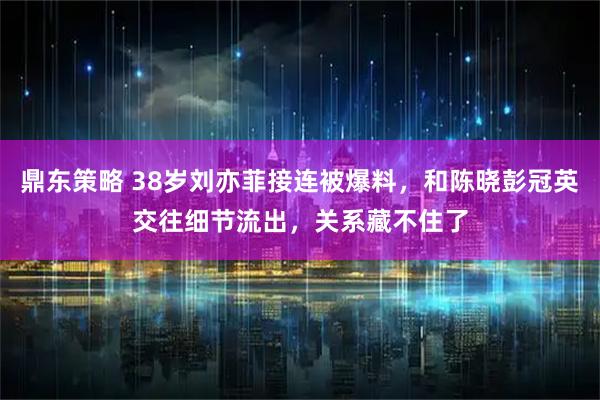 鼎东策略 38岁刘亦菲接连被爆料，和陈晓彭冠英交往细节流出，关系藏不住了